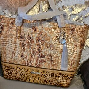 Brahmin Gold and Brown Embossed Tote
